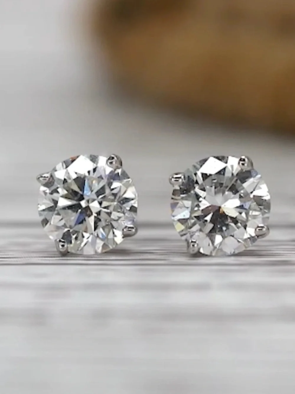 10K White Gold Lab Grown Diamond 4 Prong Basket Push Back Stud Earrings 0.25 CTW